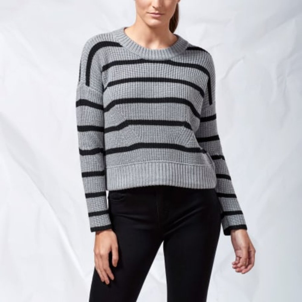 Striped Crewneck Sweater in Felt Grey/Onyx M DESIGN HISTORY